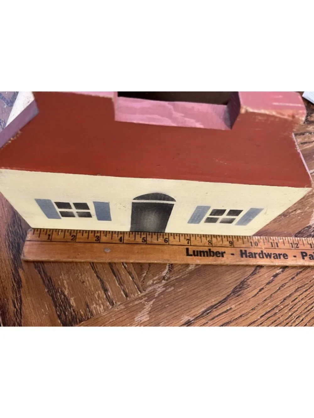 Country Hand-Painted Wooden Box Folk Art House